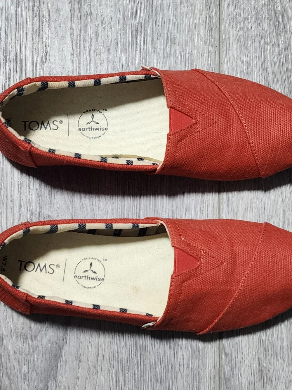 TOMS Alpargata Heritage Orange Canvas Slip On Flats Womens Size 7.5